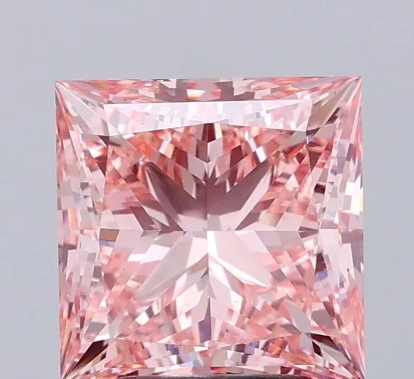 3.26ct PRINCESS Fancy Intense Pink VS1 Coloured Lab diamond