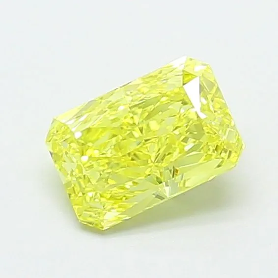 0.91ct RADIANT Fancy Vivid Yellow VVS2 Coloured Lab diamond
