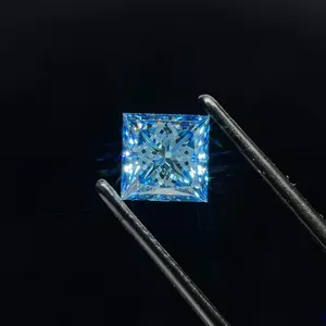1.71ct PRINCESS Fancy Vivid Blue VS2 Coloured Lab diamond