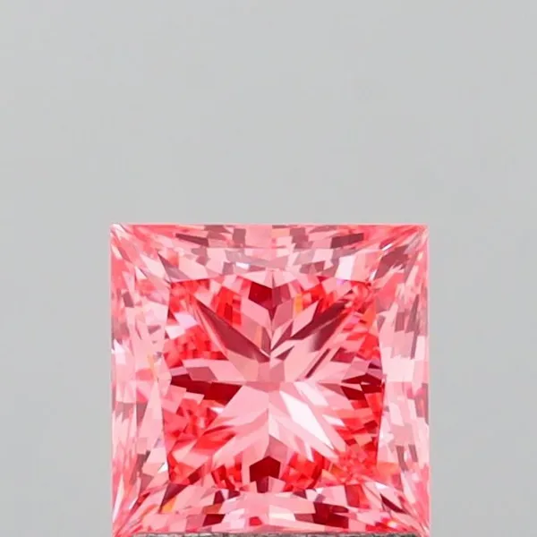 1.75ct PRINCESS Fancy Vivid Pink VVS2 Coloured Lab diamond