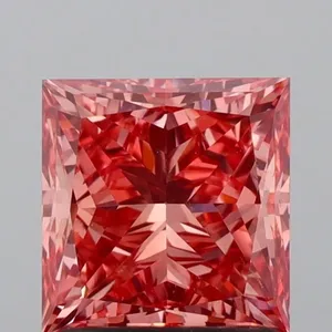 1.5ct PRINCESS Fancy Vivid Pink SI1 Coloured Lab diamond
