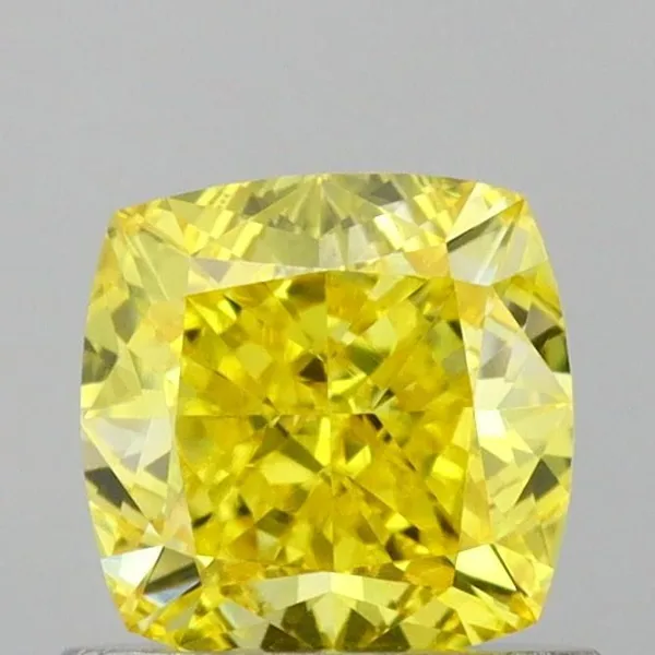 1.04ct CUSHION Fancy Vivid Yellow VVS2 Coloured Lab diamond