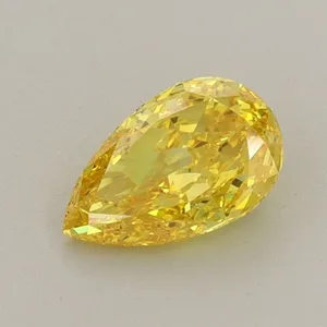 0.64ct PEAR Fancy Vivid Yellow VVS2 Coloured Lab diamond