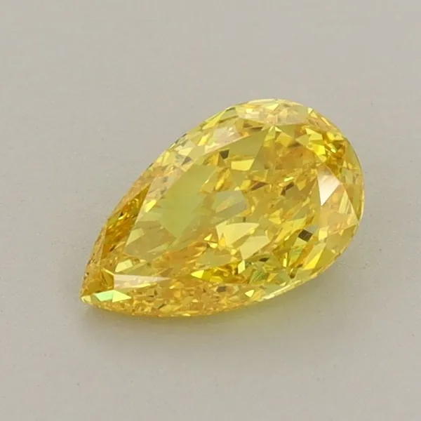 0.64ct PEAR Fancy Vivid Yellow VVS2 Coloured Lab diamond