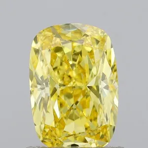 0.9ct CUSHION Fancy Vivid Yellow VS1 Coloured Lab diamond