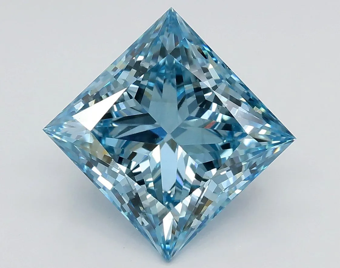 3.01ct PRINCESS Fancy Vivid Blue SI2 Coloured Lab diamond