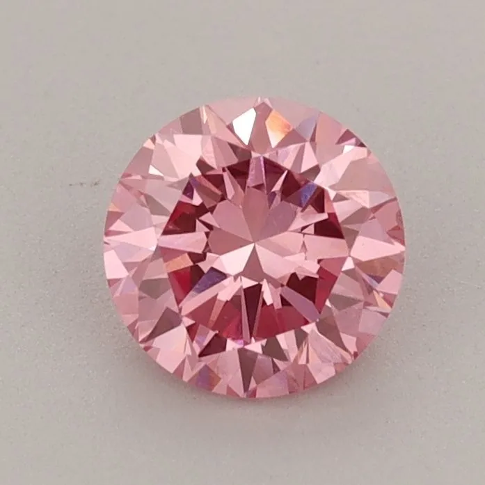 0.82ct ROUND Fancy Vivid Pink VS2 Coloured Lab diamond