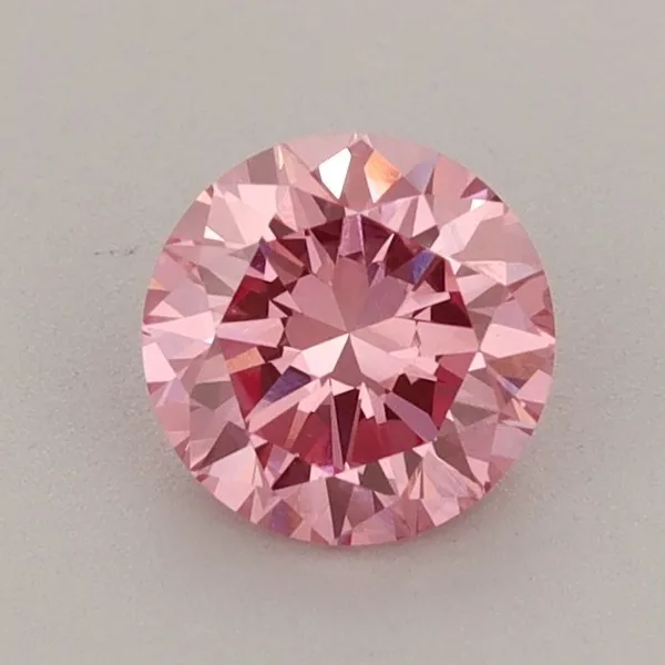 0.82ct ROUND Fancy Vivid Pink VS2 Coloured Lab diamond