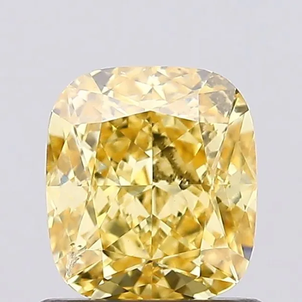 1.01ct CUSHION Fancy Vivid Yellow SI1 Coloured Lab diamond