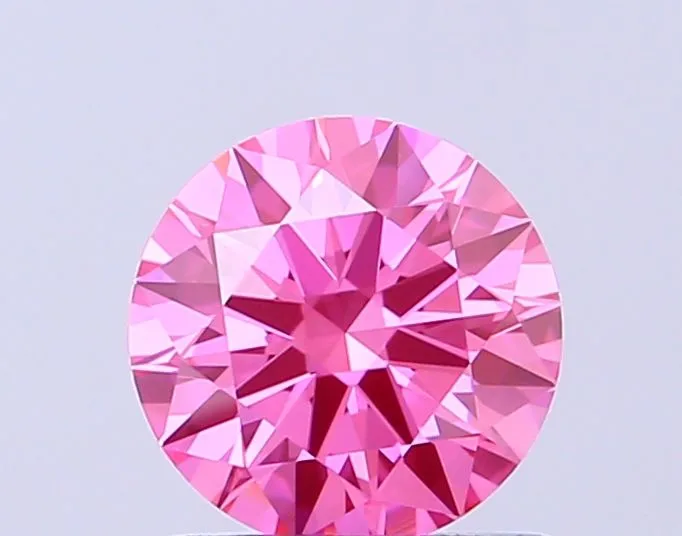 0.73ct ROUND Fancy Vivid Pink VVS2 Coloured Lab diamond