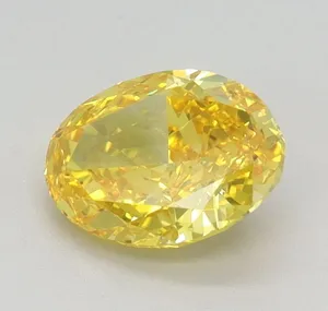 0.8ct OVAL Fancy Vivid Yellow VS1 Coloured Lab diamond