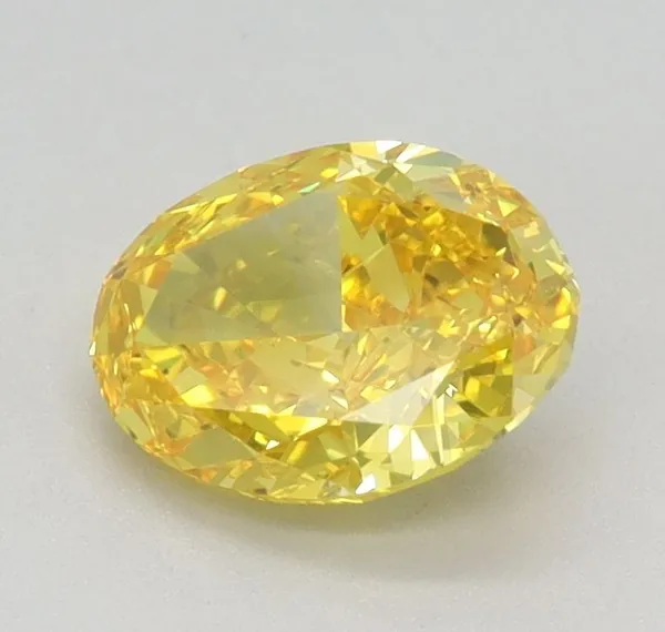 0.8ct OVAL Fancy Vivid Yellow VS1 Coloured Lab diamond