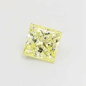 1.08ct PRINCESS Fancy Light Yellow VS1 Coloured Lab diamond