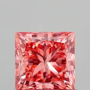 0.69ct PRINCESS Fancy Vivid Pink VS1 Coloured Lab diamond