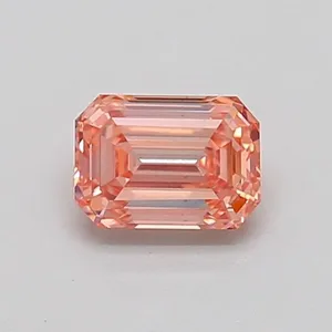 0.51ct EMERALD Fancy Intense Orangey Pink VS1 Coloured Lab diamond