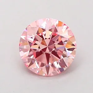 0.93ct ROUND Fancy Vivid Pink VS2 Coloured Lab diamond