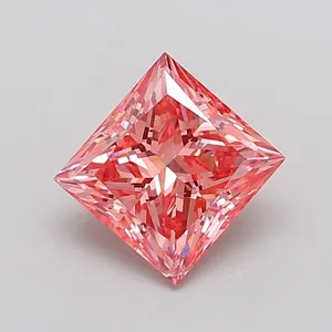 1.74ct PRINCESS Fancy Vivid Pink VS2 Coloured Lab diamond