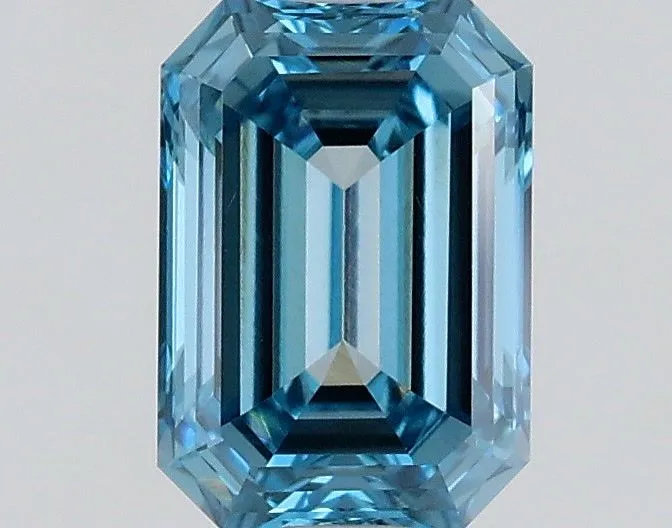 0.53ct EMERALD Fancy Vivid Blue VVS2 Coloured Lab diamond