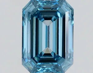 0.53ct EMERALD Fancy Vivid Blue VVS2 Coloured Lab diamond