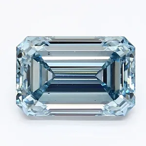 1.62ct EMERALD Fancy Intense Blue VS2 Coloured Lab diamond