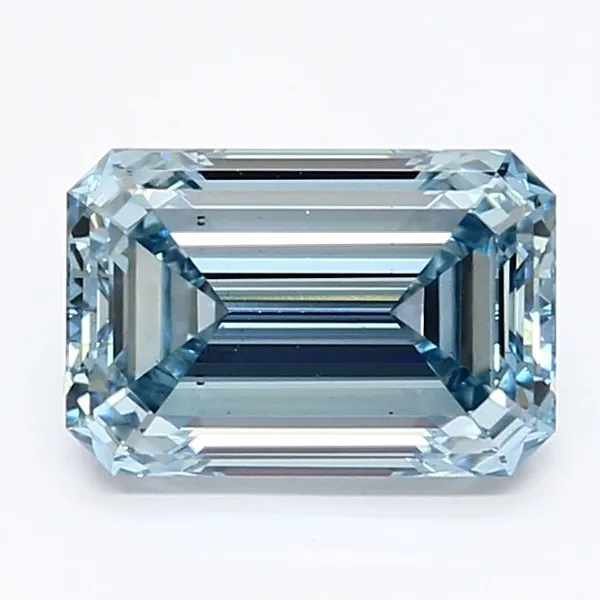 1.62ct EMERALD Fancy Intense Blue VS2 Coloured Lab diamond