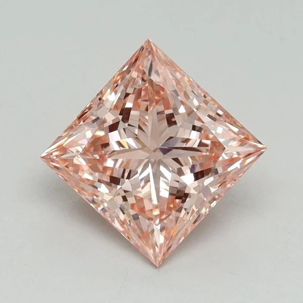 1.78ct PRINCESS Fancy Vivid Pink VVS2 Coloured Lab diamond