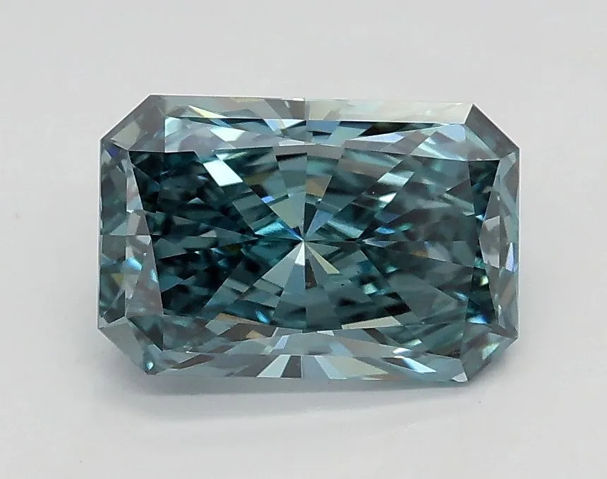 1.30ct RADIANT Fancy Vivid Green Blue VS1 Coloured Lab diamond