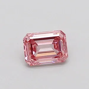 0.4ct EMERALD Fancy Intense Pink VS1 Coloured Lab diamond