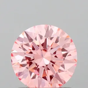 0.9ct ROUND Fancy Vivid Pink VS1 Coloured Lab diamond