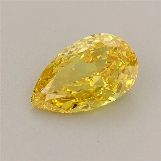0.51ct PEAR Fancy Vivid Yellow VVS2 Coloured Lab diamond
