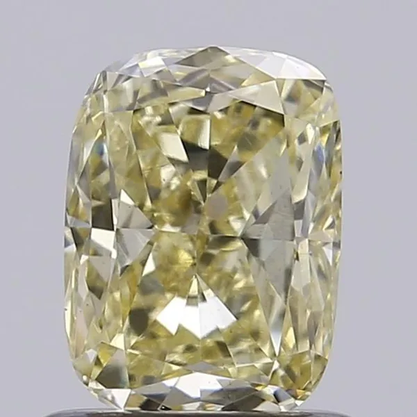 0.93ct CUSHION Fancy Light Yellow VS1 Coloured Lab diamond