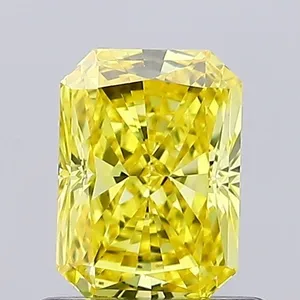0.73ct RADIANT Fancy Vivid Yellow VVS2 Coloured Lab diamond