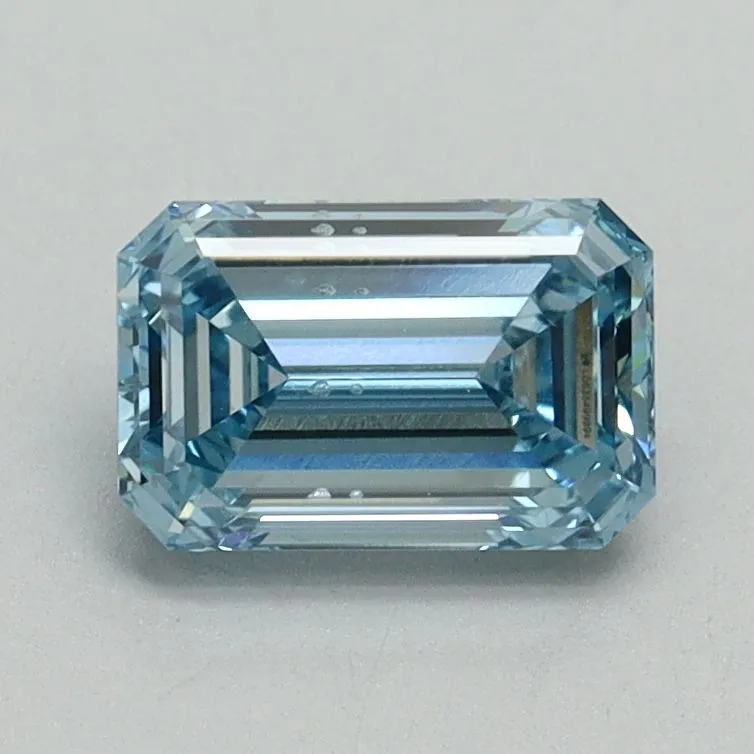 1.00ct EMERALD Fancy Vivid Blue SI1 Coloured Lab diamond