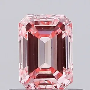 0.52ct EMERALD Fancy Intense Pink VS2 Coloured Lab diamond