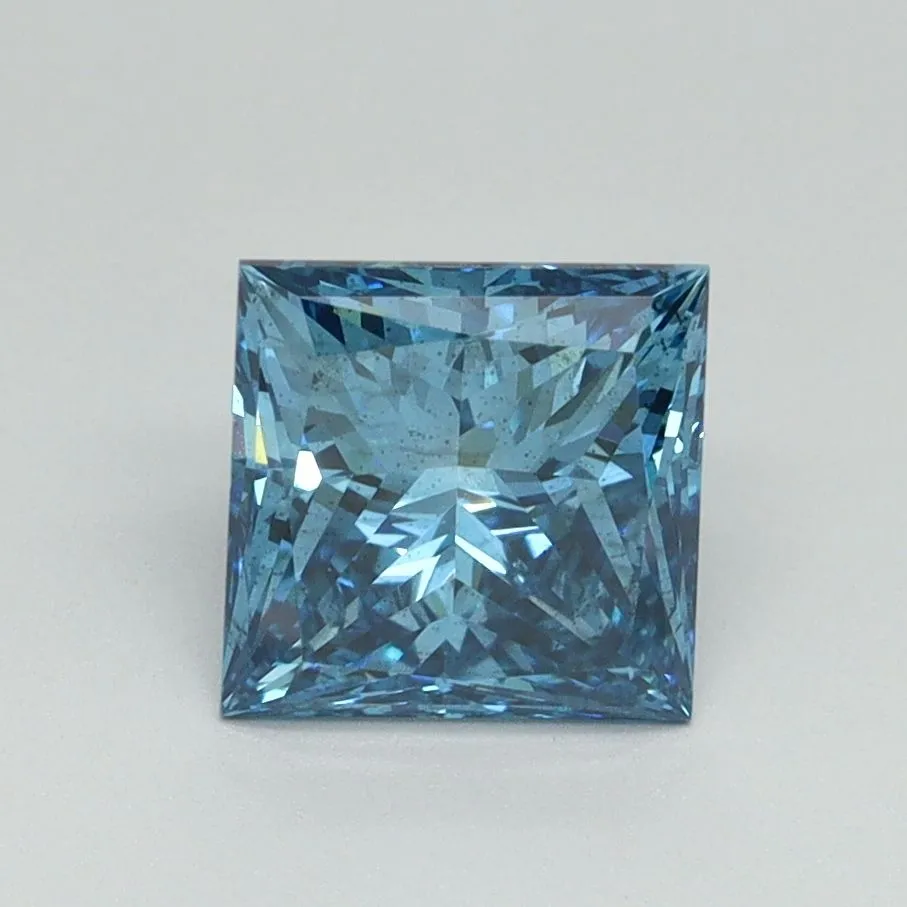 1.52ct PRINCESS Fancy Vivid Blue SI1 Coloured Lab diamond