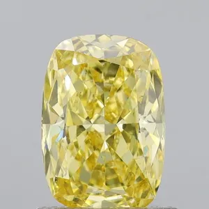0.95ct CUSHION Fancy Intense Yellow VS2 Coloured Lab diamond