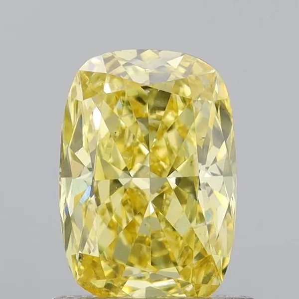 0.95ct CUSHION Fancy Intense Yellow VS2 Coloured Lab diamond