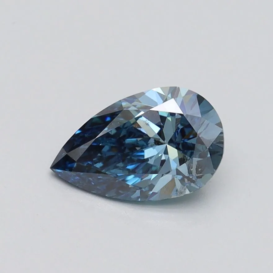 0.70ct PEAR Fancy Vivid Blue SI1 Coloured Lab diamond