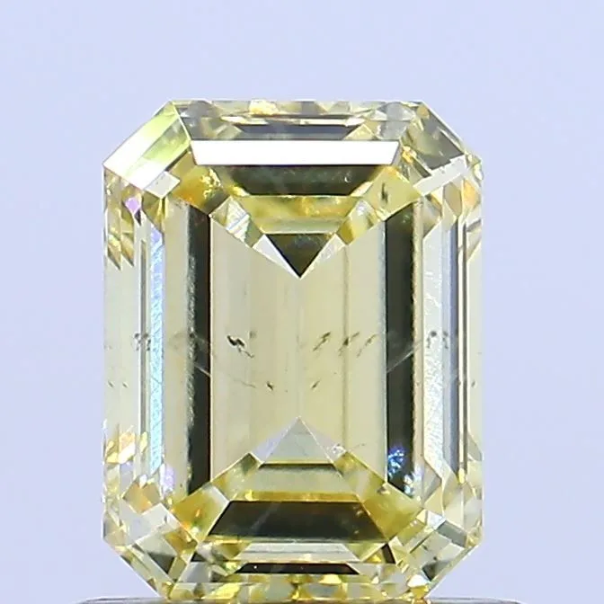 0.85ct EMERALD Fancy Yellow SI2 Coloured Lab diamond
