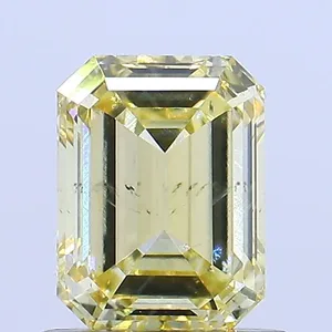 0.85ct EMERALD Fancy Yellow SI2 Coloured Lab diamond