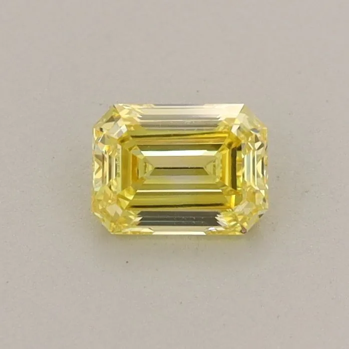 0.38ct EMERALD Fancy Intense Yellow VVS2 Coloured Lab diamond