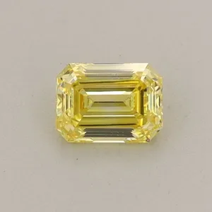 0.38ct EMERALD Fancy Intense Yellow VVS2 Coloured Lab diamond