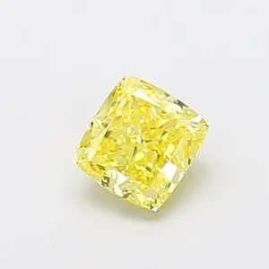 0.72ct CUSHION Fancy Vivid Yellow VS2 Coloured Lab diamond