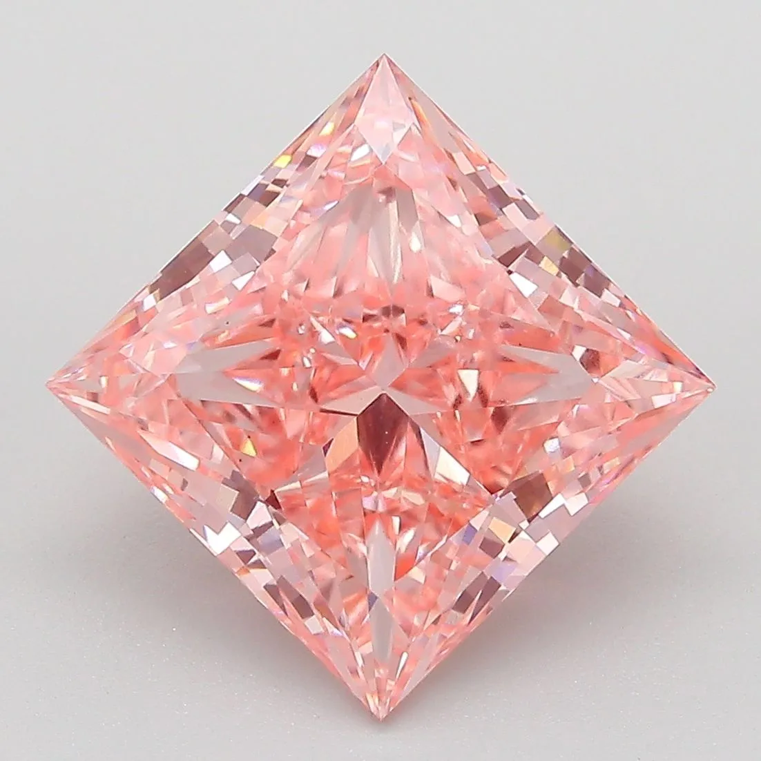 5.51ct PRINCESS Fancy Vivid Pink VS1 Coloured Lab diamond
