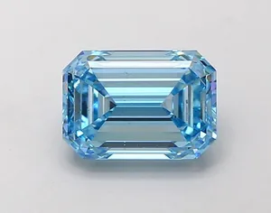 1.53ct EMERALD Fancy Vivid Blue VS2 Coloured Lab diamond