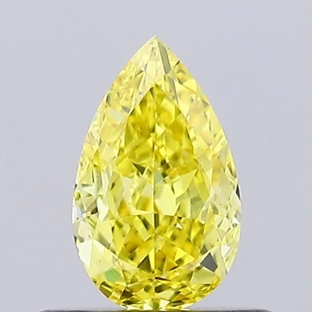0.53ct PEAR Fancy Vivid Yellow VVS2 Coloured Lab diamond
