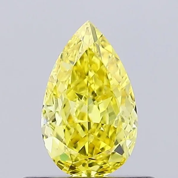 0.53ct PEAR Fancy Vivid Yellow VVS2 Coloured Lab diamond