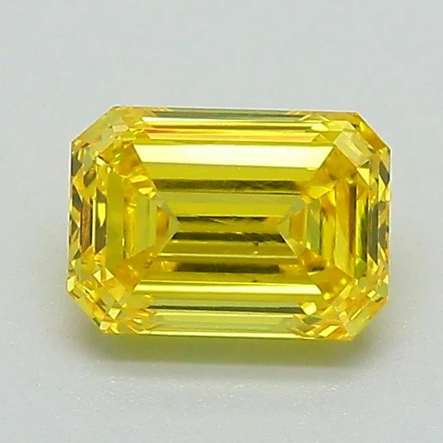 0.97ct EMERALD Fancy Vivid Yellow VS2 Coloured Lab diamond