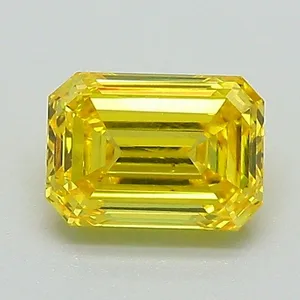 0.97ct EMERALD Fancy Vivid Yellow VS2 Coloured Lab diamond