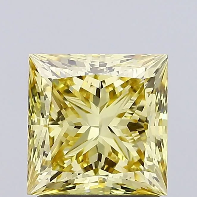1.85ct PRINCESS Fancy Yellow VVS2 Coloured Lab diamond